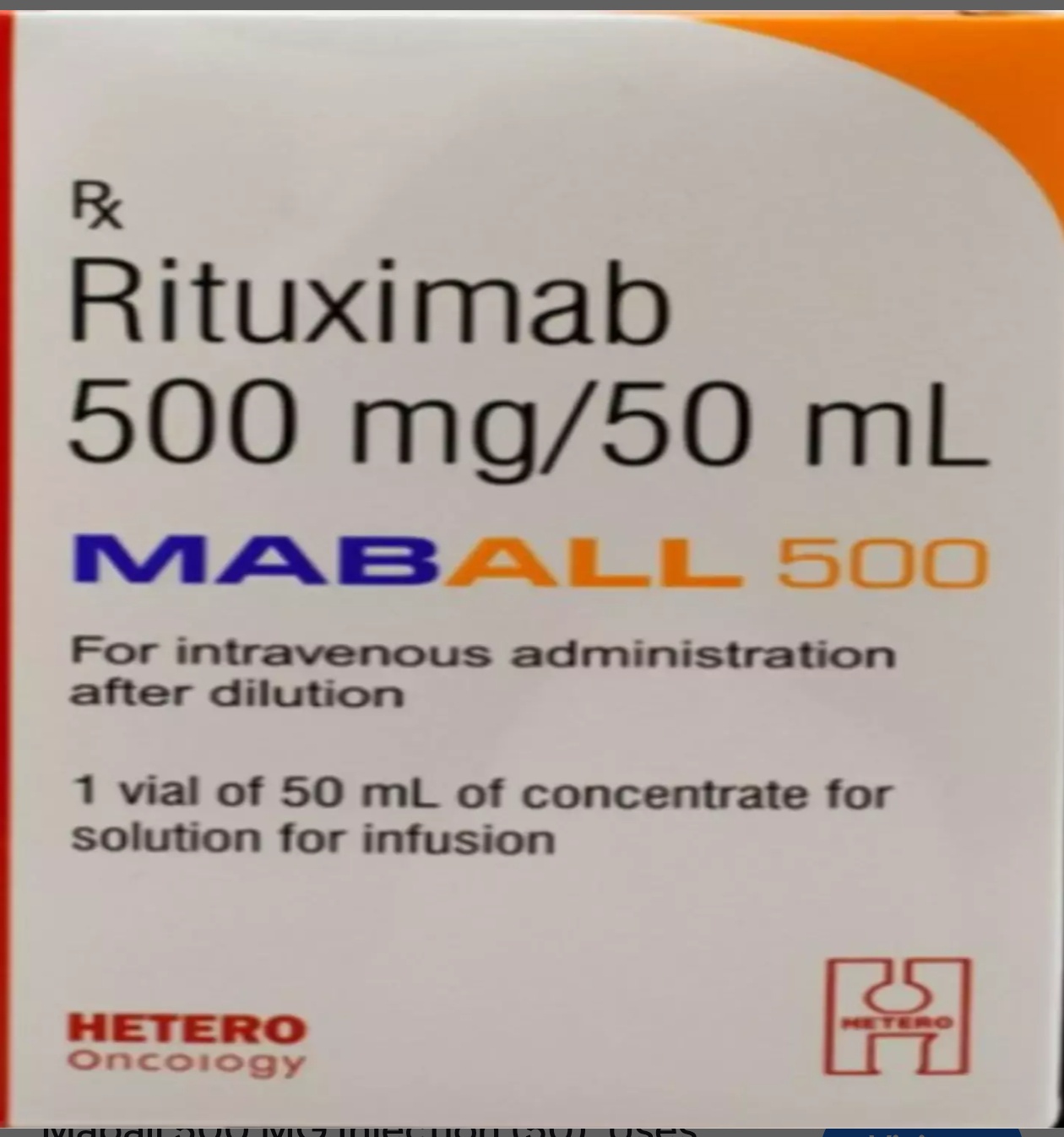 Rituximab 500mg injection (Maball 500) — oncology medicine distributed by RS Medical Agency, Hassan